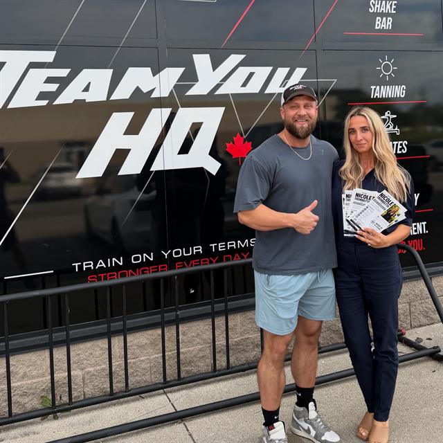 Nicole visiting a local fitness business